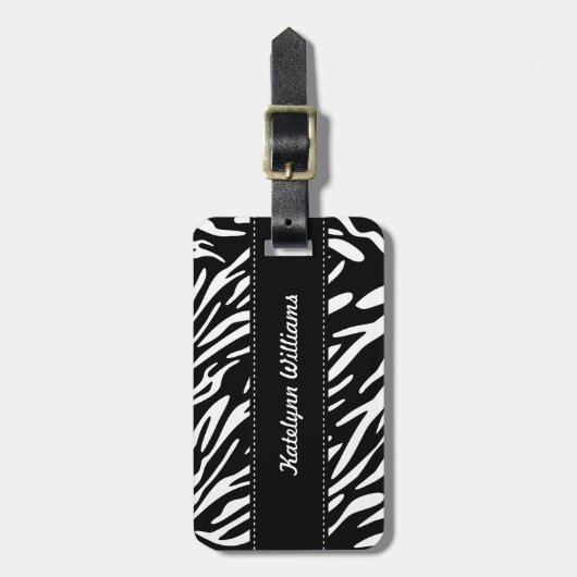 Stijlvol Bagagelabel voor aangepaste zebra afdrukk (Voorkant verticaal)