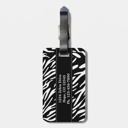 Stijlvol Bagagelabel voor aangepaste zebra afdrukk (Achterkant verticaal)