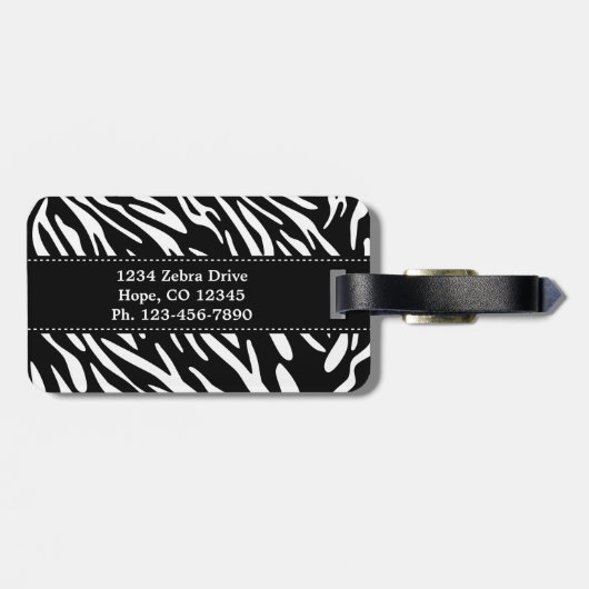 Stijlvol Bagagelabel voor aangepaste zebra afdrukk (Achterkant horizontaal)