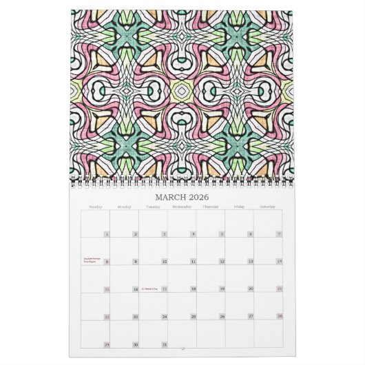 Stijlvol Bali Batik Pattern Fantasy Art Design Kalender (Mar 2026)