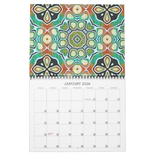 Stijlvol Bali Batik Pattern Fantasy Art Design Kalender (Jan 2026)