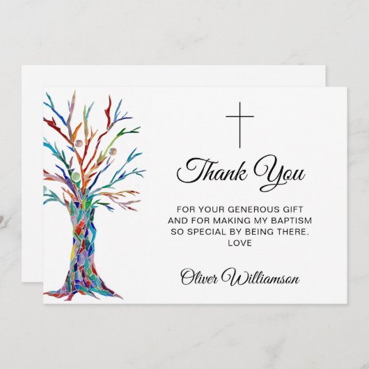 Stijlvol baptisme Hartelijk dank Bedankkaart (Voorkant / Achterkant)