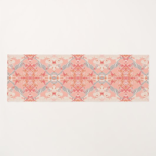 Stijlvol barokpatroon in roze rood crèmekleurig yogamat (Voorkant (horizontaal))