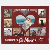 Stijlvol BE Mine Valentijn XO Foto Collage Red Fleece Deken (Voorkant (Horizontaal))