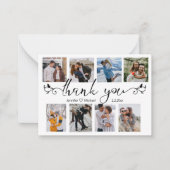 stijlvol bedankt 8 foto ' s collage bruiloft notitiekaartje (Voorkant)