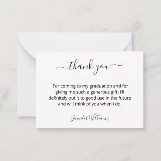 stijlvol bedankt voor het afstuderen van de kallig notitiekaartje (Achterkant)