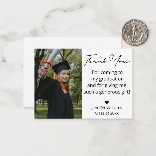 stijlvol bedankt voor het handschrift foto afstude notitiekaartje (Voorkant / Achterkant in situ)