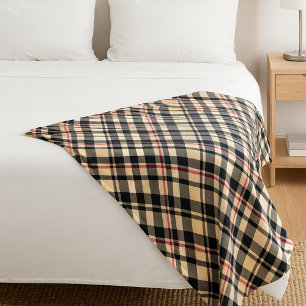 Stijlvol Beige Black Red White Pset Pattern Fleece Deken