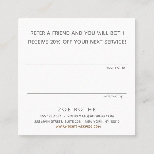 Stijlvol beige Geometric Pattern Klantverwijzing Aanbevelingskaartje (Achterkant)