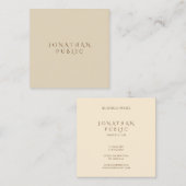 Stijlvol beige Simple Sjabloon minimalistisch mode Vierkante Visitekaartje (Voorkant / Achterkant)