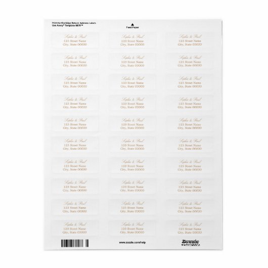 Stijlvol beige White Return Address Label (Full Sheet)