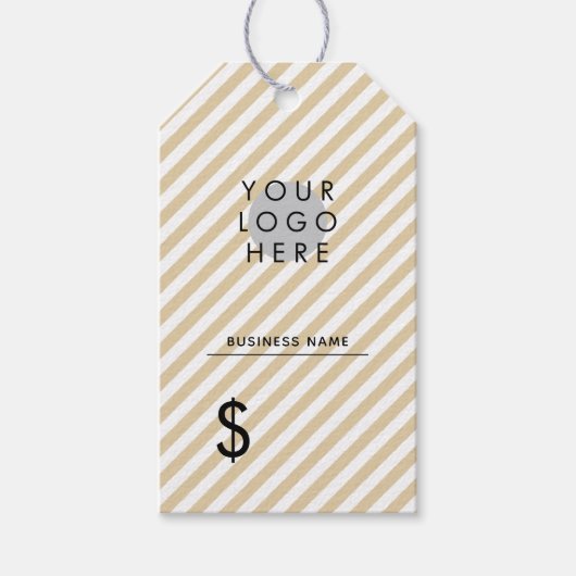 Stijlvol beige White Uw Logo-eenhuizenprijs Label Cadeaulabel (Voorkant)