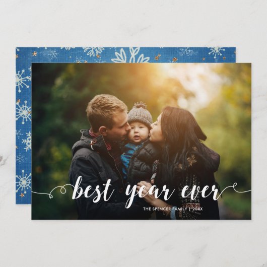 Stijlvol beste jaar ooit Full Photo Kerstmis Feestdagenkaart (Voorkant / Achterkant)