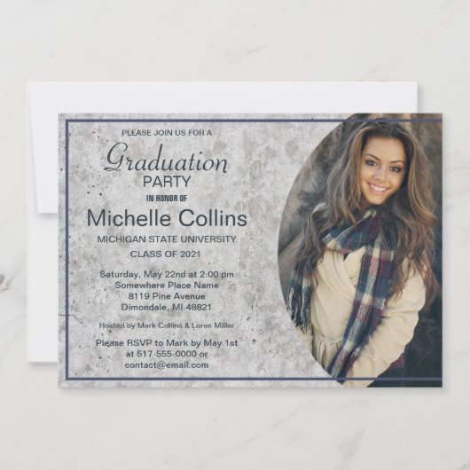 Stijlvol betonnen Afstuderen Kaart (Voorkant)