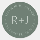 Stijlvol bewerkbaar monogram en cirkeltekst ronde sticker (Voorkant)