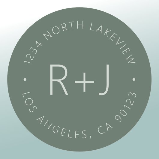 Stijlvol bewerkbaar monogram en cirkeltekst ronde sticker