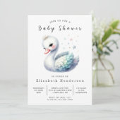 Stijlvol bewerkbaar Swan-Baby shower Kaart (Staand voorkant)