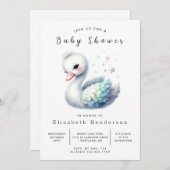 Stijlvol bewerkbaar Swan-Baby shower Kaart (Voorkant / Achterkant)