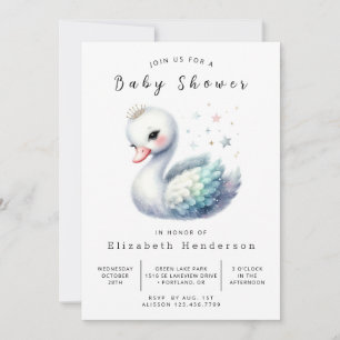 Stijlvol bewerkbaar Swan-Baby shower Kaart