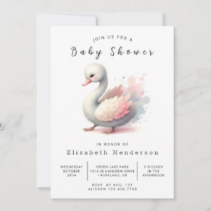 Stijlvol bewerkbaar Swan-Baby shower Kaart