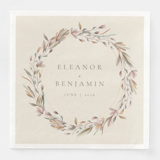 Stijlvol bijtend aardeachtig botanisch huwelijk servet (Voorkant)