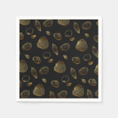 Stijlvol Black Gold Seashells Pattern Servet (Voorkant)