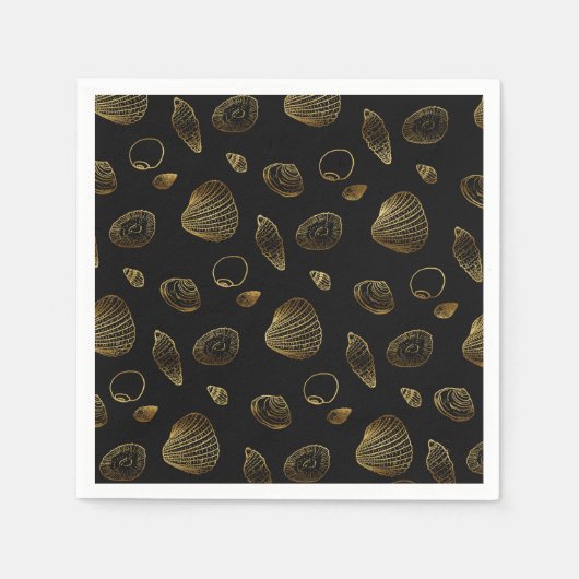 Stijlvol Black Gold Seashells Pattern Servet (Voorkant)