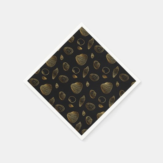 Stijlvol Black Gold Seashells Pattern Servet (Hoek)