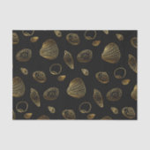 Stijlvol Black Gold Seashells Pattern Tissuepapier (Voorkant)