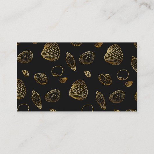 Stijlvol Black Gold Seashells Pattern Visitekaartje (Achterkant)