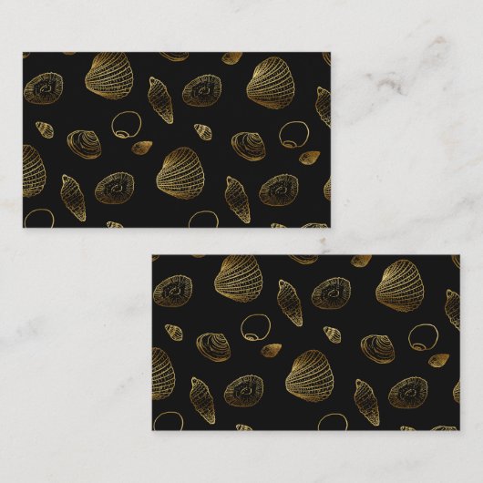 Stijlvol Black Gold Seashells Pattern Visitekaartje (Voorkant / Achterkant)