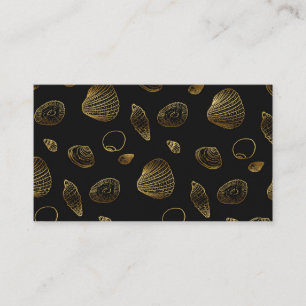 Stijlvol Black Gold Seashells Pattern Visitekaartje