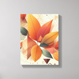 Stijlvol blad en geometrisch patroon canvas afdruk