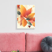 Stijlvol blad en geometrisch patroon canvas afdruk (Insitu (Woonkamer))