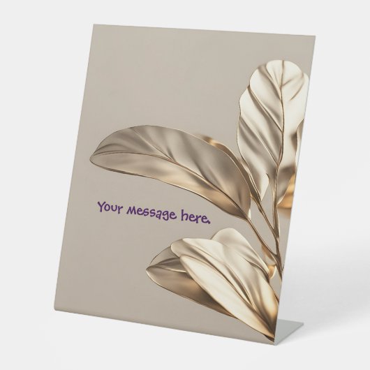 Stijlvol bladgoud reclamebord met voetstuk (Voorkant)