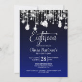 Stijlvol blauw 18e verjaardagsfeestje kaart (Voorkant)