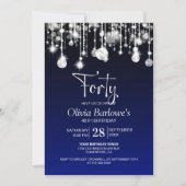 Stijlvol Blauw 40e verjaardagsfeestje Kaart (Voorkant)