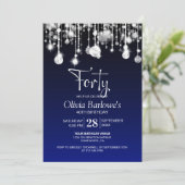 Stijlvol Blauw 40e verjaardagsfeestje Kaart (Staand voorkant)