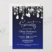 Stijlvol blauw 70ste verjaardagsfeestje kaart (Voorkant)