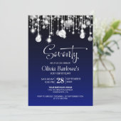 Stijlvol blauw 70ste verjaardagsfeestje kaart (Staand voorkant)