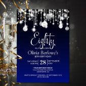 Stijlvol blauw 80ste verjaardagsfeestje kaart