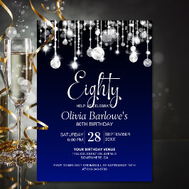 Stijlvol blauw 80ste verjaardagsfeestje kaart