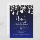 Stijlvol blauw 90ste verjaardagsfeestje kaart (Voorkant)