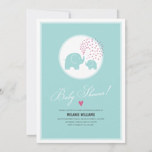 Stijlvol blauw Baby shower Uitnodiging (Voorkant)