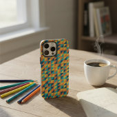 Stijlvol blauw en geel geometrisch pastelpatroon Case-Mate iPhone case