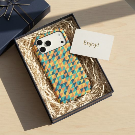 Stijlvol blauw en geel geometrisch pastelpatroon Case-Mate iPhone case