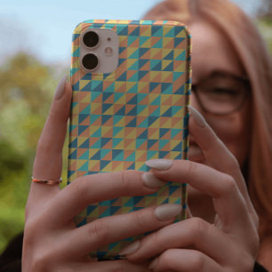 Stijlvol blauw en geel geometrisch pastelpatroon Case-Mate iPhone case