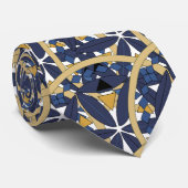 Stijlvol blauw en goud patroon stropdas (Opgerold)