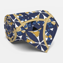 Stijlvol blauw en goud patroon stropdas