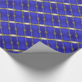 Stijlvol blauw en gouden striped Patroonpapier Cadeaupapier (Hoek)